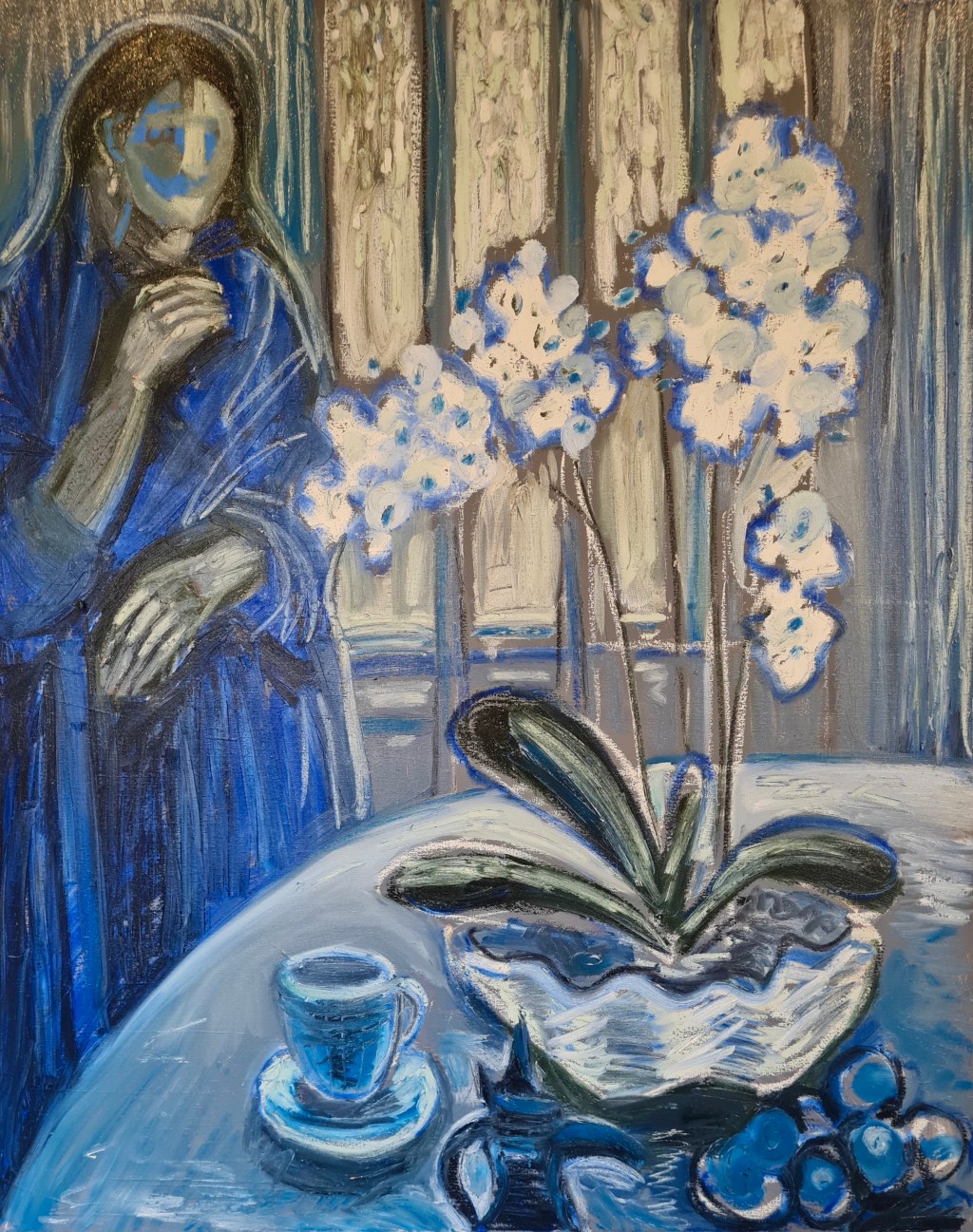 Orchid series, 100 h x 80 w cm, acrylic, oil paint and pigment stick on canvas,&nbsp;2022.