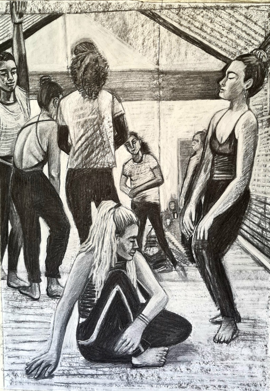 Dance Drawings on paper and primed&nbsp;wood.