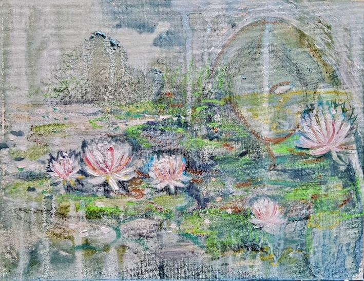 Dreaming of Paradise series, 28 h x 36 w cm watercolour, acrylic and pastel on&nbsp;board.